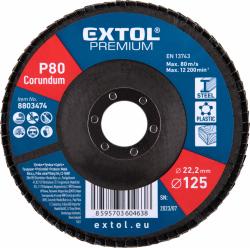 Kot lamelov ikm korundov, P80, 125mm, diera 22,2mm, EXTOL PREMIUM