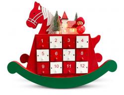 Dekorcia MagicHome Vianoce, Dreven adventn kalendr - konk, 2 LED, 2xAAA, 34,50x12x28