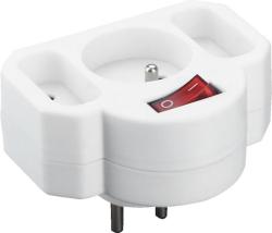 Z�suvka Strend Pro, rozbo�ovacia, biela, 1� 2P + PE + 2� 2P, rozdvojka s vyp�na�om