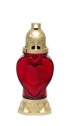 Kahanec Heart, sklo, erven, 28 h, 25.5 cm, na hrob