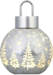 Gu�a MagicHome Vianoce, sklo, strieborn�, 10xLED tepl� biela, 12x12x18 cm, 2xAA