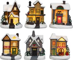 Dekorcia MagicHome Vianoce, domek, polyresin, 1xLED tepl biela, 6x6x8 cm, 2xLR44, mix d