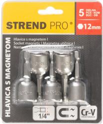 Hlavica s magnetom Strend Pro MS84, 12 mm, 1/4", magnetick driak bitov, bal. 5 ks