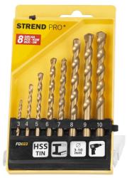 Sada vrt�kov Strend Pro FD023, 8 dielna, 3-10 mm, TiN, do muriva