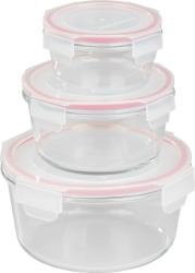 Dza MagicHome, sada 3 ks, sklenen, sklo, okrhla, s vekom, 370/800/1500 ml