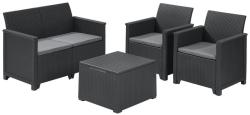 Set terasov Allibert EMMA, graphite/coolgray, stolik, lavica, 2x kreslo