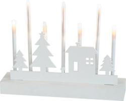 Svietnik MagicHome Vianoce, 8 LED tepl biela, 2xAA, MDF, interir, 24x5,5x18 cm