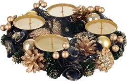 Veniec MagicHome Vianoce, adventn, zeleno-modro-zlat, 25 cm