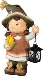 Dekor�cia MagicHome Nature, Diev�a s kukuricou a lamp�om, magn�zia, 19,5x23,5x41 cm