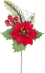Vetvi�ka MagicHome Vianoce, s kvetom poinsettia, �erven�, 24 cm