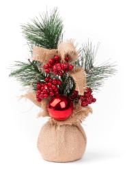 Dekorcia MagicHome Vianoce, Vetviky v jute, s guou, 23 cm